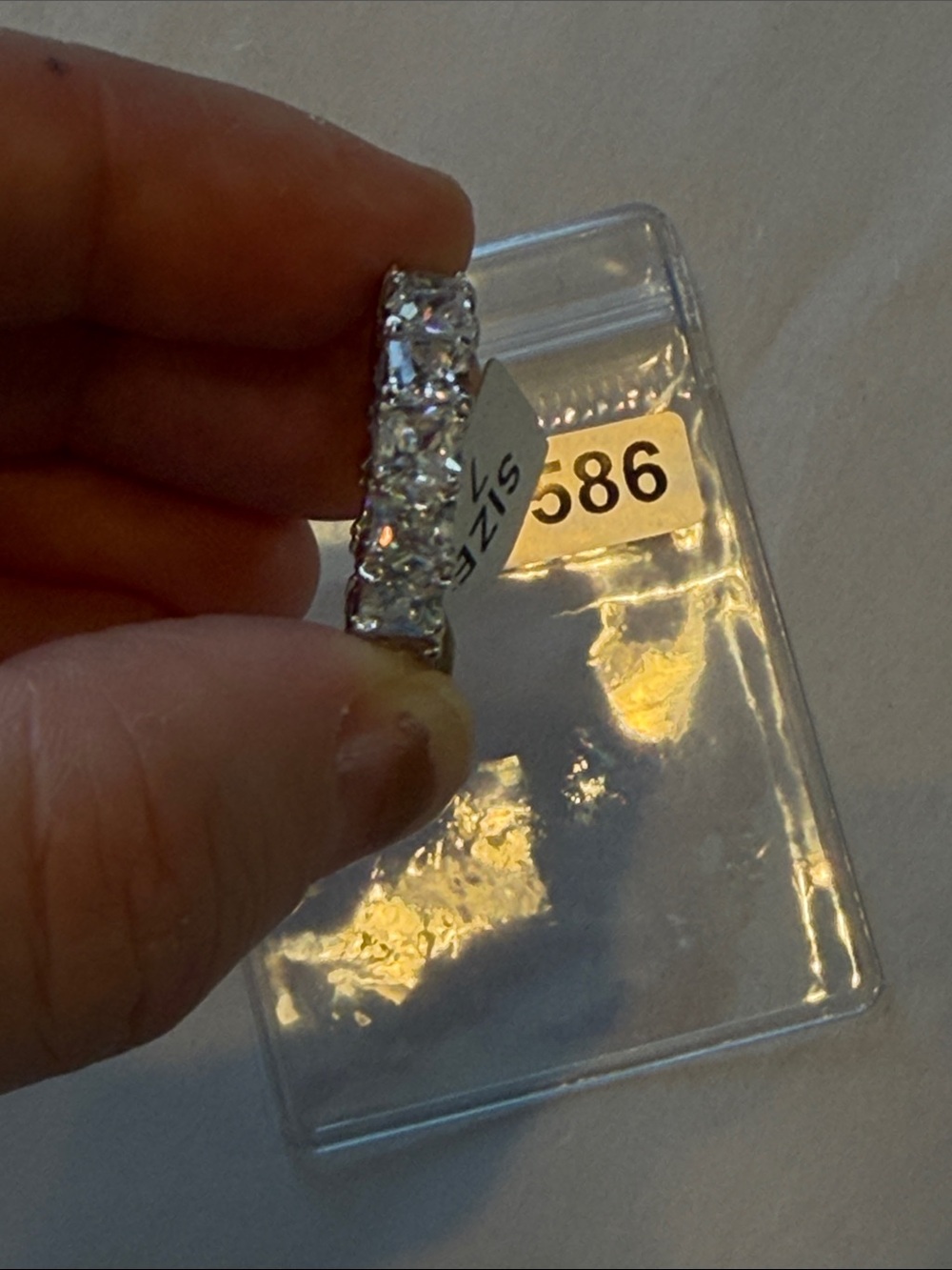 Round CZ Eternity Band Ring in Silver Tone